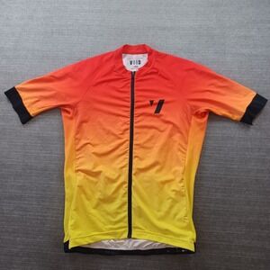 Void Cycling Jersey Mens L Full Zip Short Sleeve Cycling Top Red Orange Yellow